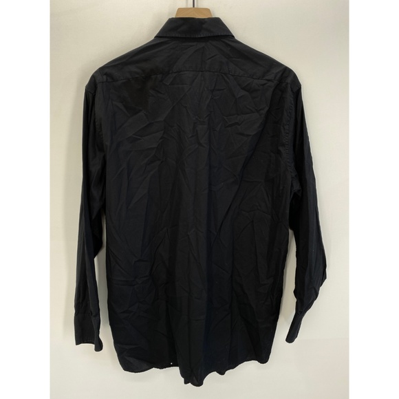 Men's Long Sleeve Button Down Solid Shirt Black - Picture 5 of 8